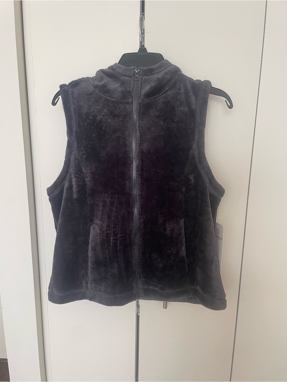 Absolutely Fit Grey Plush Faux Fur Zip-Front Vest
